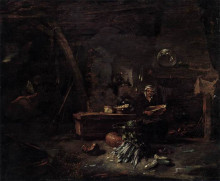 Картина "interior of a kitchen" художника "кальф виллем"
