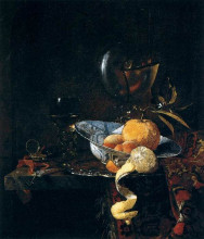 Картина "still-life with porcelain and a nautilus cup" художника "кальф виллем"