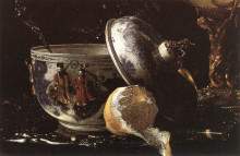 Копия картины "still-life with a nautilus cup (detail)" художника "кальф виллем"