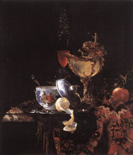 Репродукция картины "still-life with a nautilus cup" художника "кальф виллем"