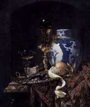 Репродукция картины "still-life with a late ming ginger jar" художника "кальф виллем"