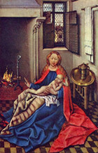 Копия картины "madonna and child before a fireplace" художника "кампен робер"