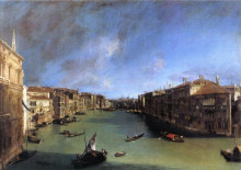 Репродукция картины "grand canal looking northeast from the palazzo balbi to the rialto bridge" художника "каналетто"