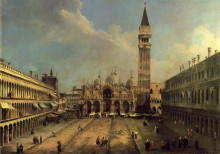 Репродукция картины "piazza san marco looking east along the central line" художника "каналетто"