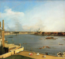 Картина "the thames and the city of london from richmond house" художника "каналетто"