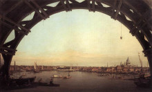 Картина "london seen through an arch of westminster bridge" художника "каналетто"