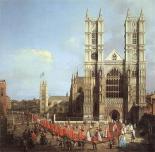 Картина "westminster abbey, with a procession of knights of the bath" художника "каналетто"