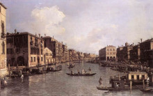 Картина "grand canal: looking south east from the campo santa sophia to the rialto bridge" художника "каналетто"