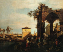 Копия картины "capriccio with ruins and porta portello in padua" художника "каналетто"