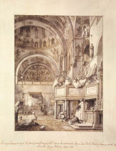 Картина "san marco: the crossing and north transept, with musicians singing" художника "каналетто"
