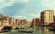 Картина "grand canal between the palazzo bembo and the palazzo vendramin" художника "каналетто"