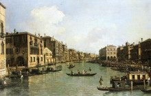Картина "grand canal from the campo santa sofia towards the rialto bridge" художника "каналетто"