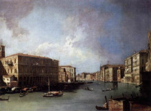 Картина "grand canal: looking north from nethe rialto bridge" художника "каналетто"