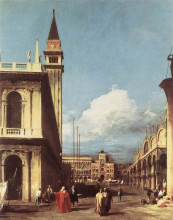 Картина "the piazzetta, looking toward the clock tower" художника "каналетто"