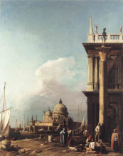 Репродукция картины "venice, the piazzetta looking south west towards santa maria della salute" художника "каналетто"