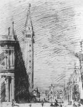 Репродукция картины "the piazzetta looking towards the torre dell&#39;orologio" художника "каналетто"