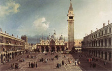 Репродукция картины "piazza san marco with the basilica" художника "каналетто"