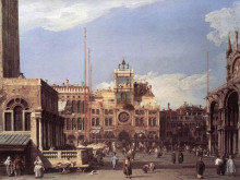 Репродукция картины "piazza san marco, the clocktower" художника "каналетто"