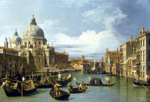 Копия картины "the grand canal and the church of the salute" художника "каналетто"