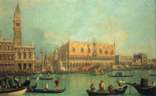 Картина "the doge&#39;s palace with the piazza di san marco" художника "каналетто"