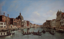 Картина "the upper reaches of the grand canal with s. simeone piccolo" художника "каналетто"