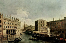 Репродукция картины "the grand canal at rialto" художника "каналетто"