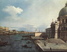 Картина "the grand canal at the salute church" художника "каналетто"