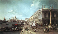 Репродукция картины "the molo with the library and the entrance to the grand canal" художника "каналетто"