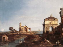 Копия картины "capriccio with venetian motifs" художника "каналетто"
