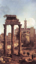 Репродукция картины "rome: ruins of the forum, looking towards the capitol" художника "каналетто"