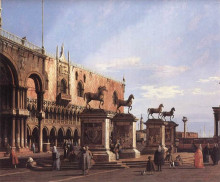 Репродукция картины "capriccio: the horses of san marco in the piazzetta" художника "каналетто"