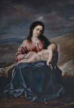 Репродукция картины "the virgin and child" художника "кано алонсо"