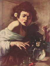 Копия картины "мальчик, укушенный ящерицей" художника "караваджо"