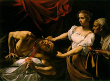 Картина "юдифь, убивающая олоферна" художника "караваджо"