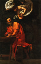 Копия картины "вдохновение святого матфея" художника "караваджо"