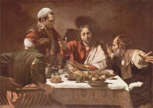 Репродукция картины "ужин в эммаусе" художника "караваджо"