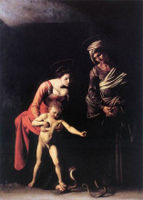 Копия картины "мадонна и младенец со святой анной" художника "караваджо"