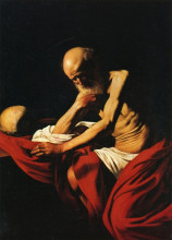 Репродукция картины "святой иероним в размышлении" художника "караваджо"