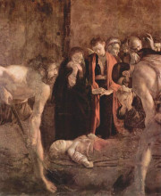 Репродукция картины "погребение святой лючии" художника "караваджо"