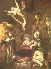 Картина "рождество со святым франциском и святым лаврентием" художника "караваджо"