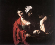 Репродукция картины "саломея с головой иоанна крестителя" художника "караваджо"