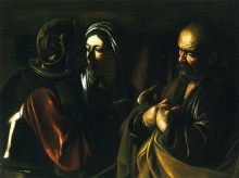 Репродукция картины "отречение святого петра" художника "караваджо"