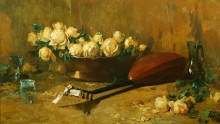 Репродукция картины "still life with roses and mandolin" художника "карлсен эмиль"