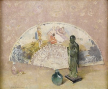 Репродукция картины "the french fan" художника "карлсен эмиль"