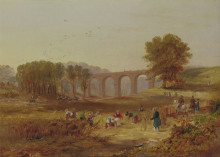 Репродукция картины "john wilson carmichael - corby viaduct, the newcastle and carlisle railway" художника "кармайкл джон уилсон"