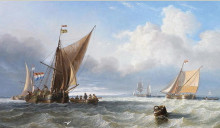 Копия картины "off the dutch coast" художника "кармайкл джон уилсон"