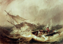 Копия картины "rowing to rescue shipwrecked sailors off the northumberland coast" художника "кармайкл джон уилсон"
