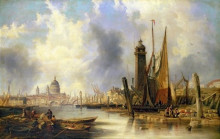 Репродукция картины "view of london with st. paul&#39;s" художника "кармайкл джон уилсон"