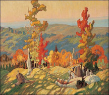 Репродукция картины "autumn in the northland" художника "кармайкл франклин"