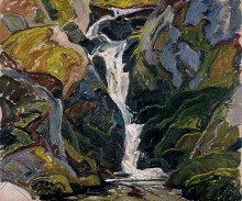 Репродукция картины "waterfalls on the way into nellie lake" художника "кармайкл франклин"